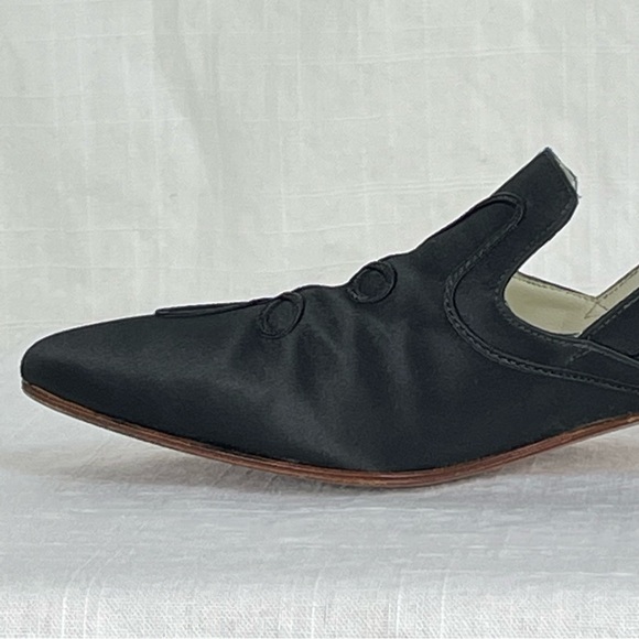 Rare Vintage 1993 PETER FOX Black Satin Shoes “Janet” soutache - Picture 12 of 16